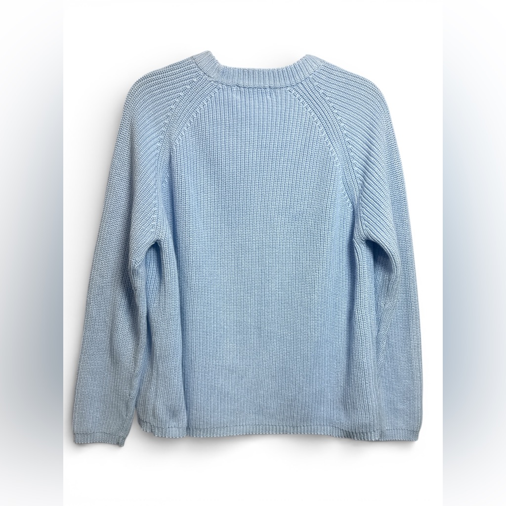 Pura Cashmere Light Blue Cotton Crewneck Sweater - Classic Rib Knit — image 4 of 8